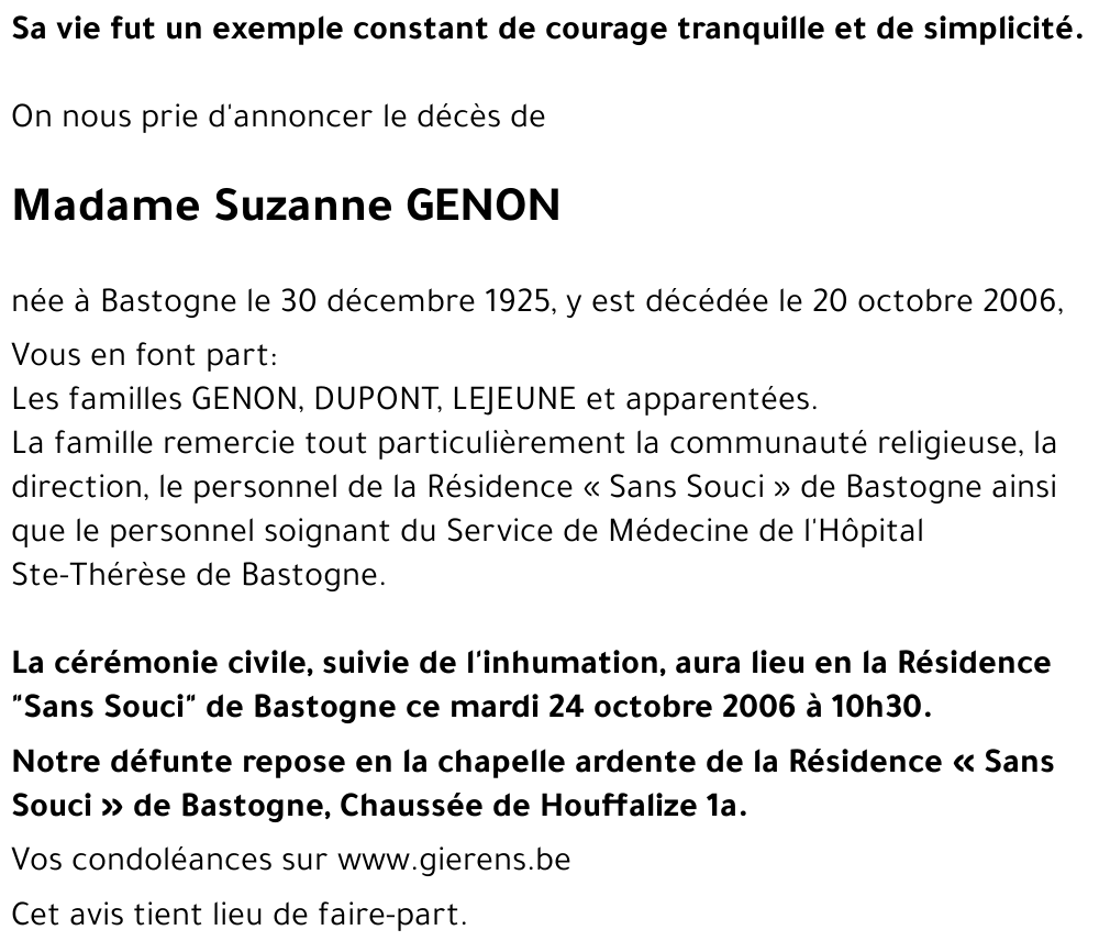Suzanne GENON