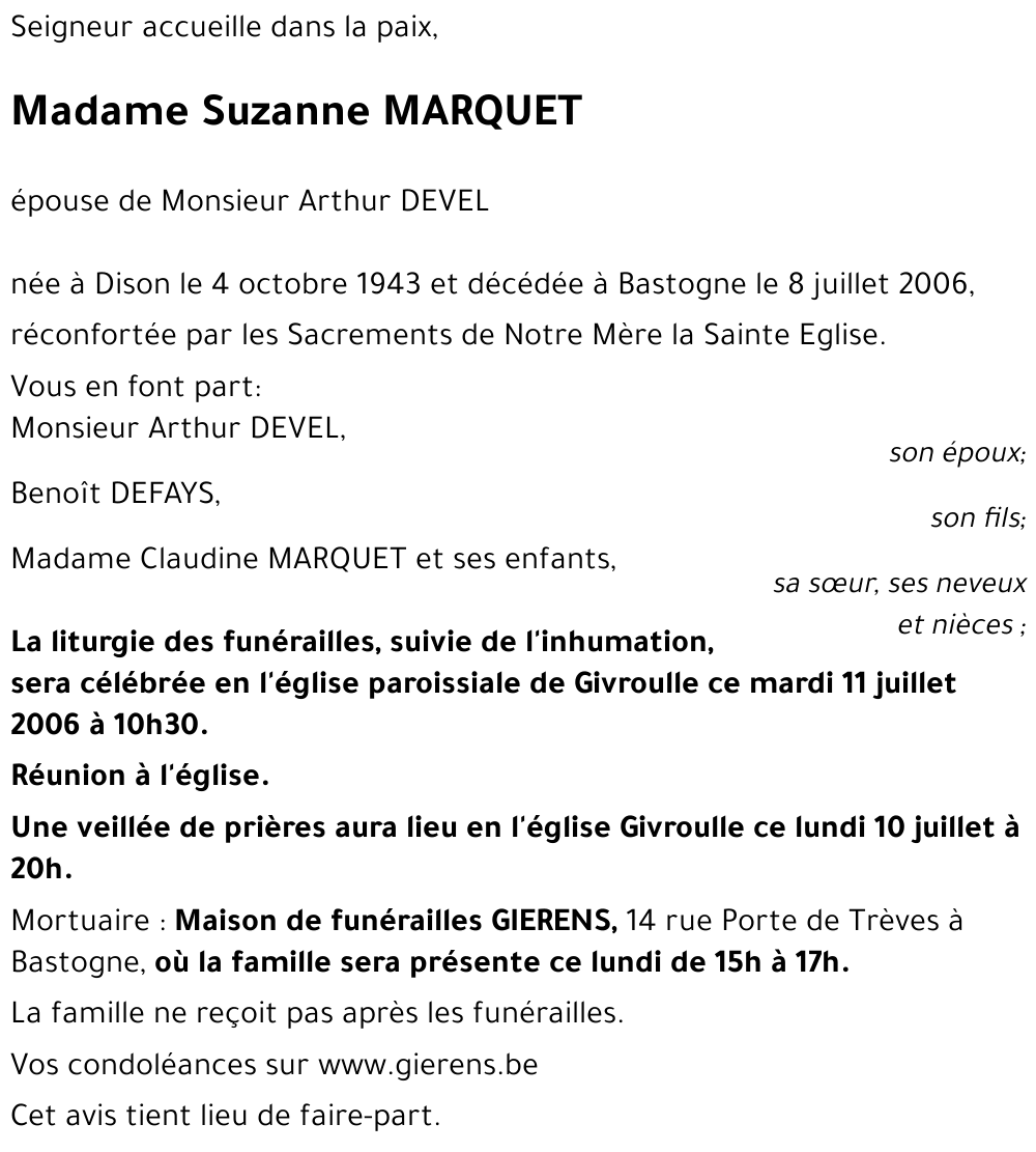 Suzanne MARQUET
