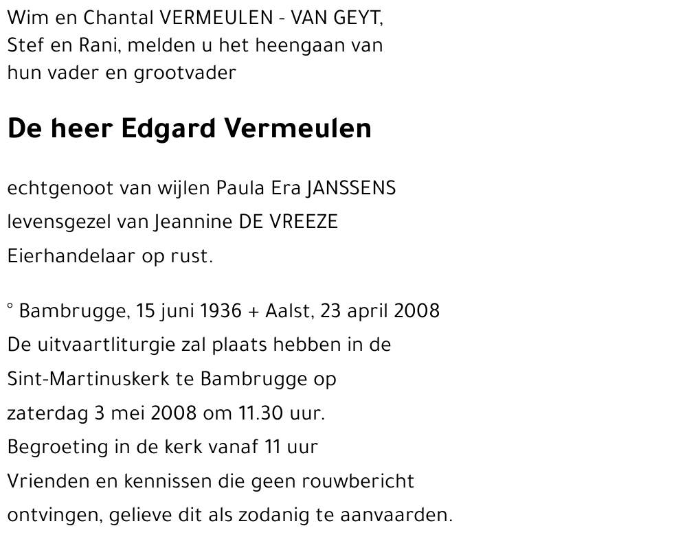 Vermeulen Edgard