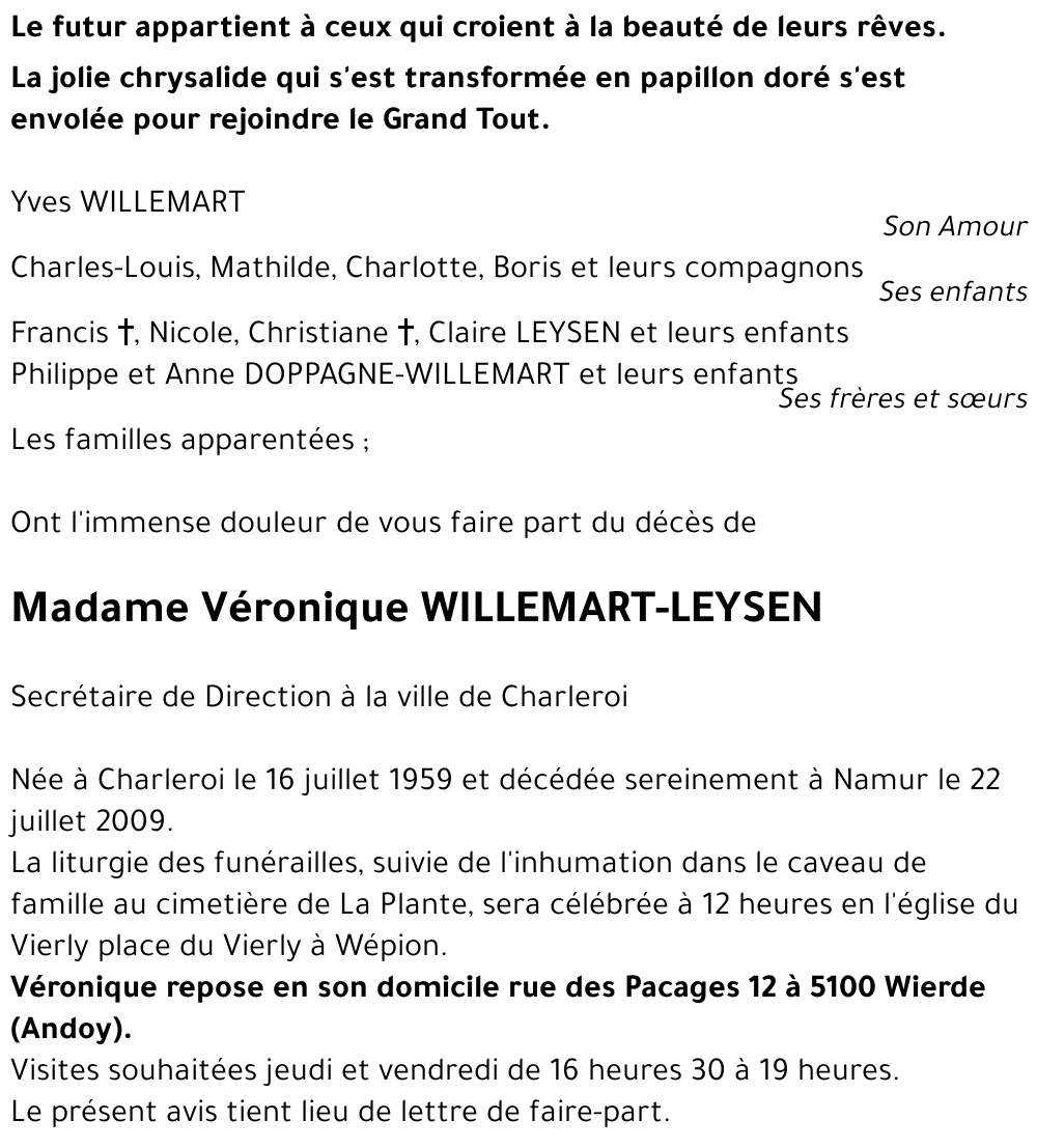 Véronique WILLEMART-LEYSEN
