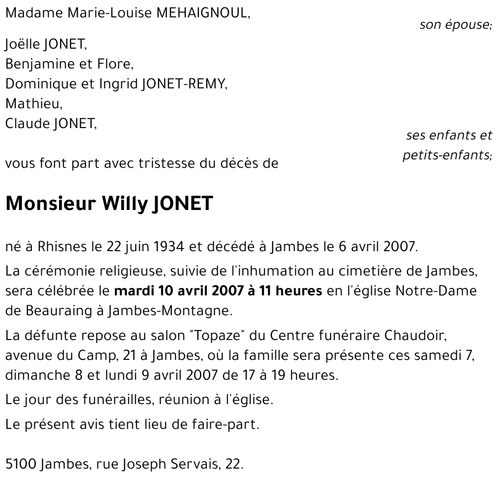 Willy JONET