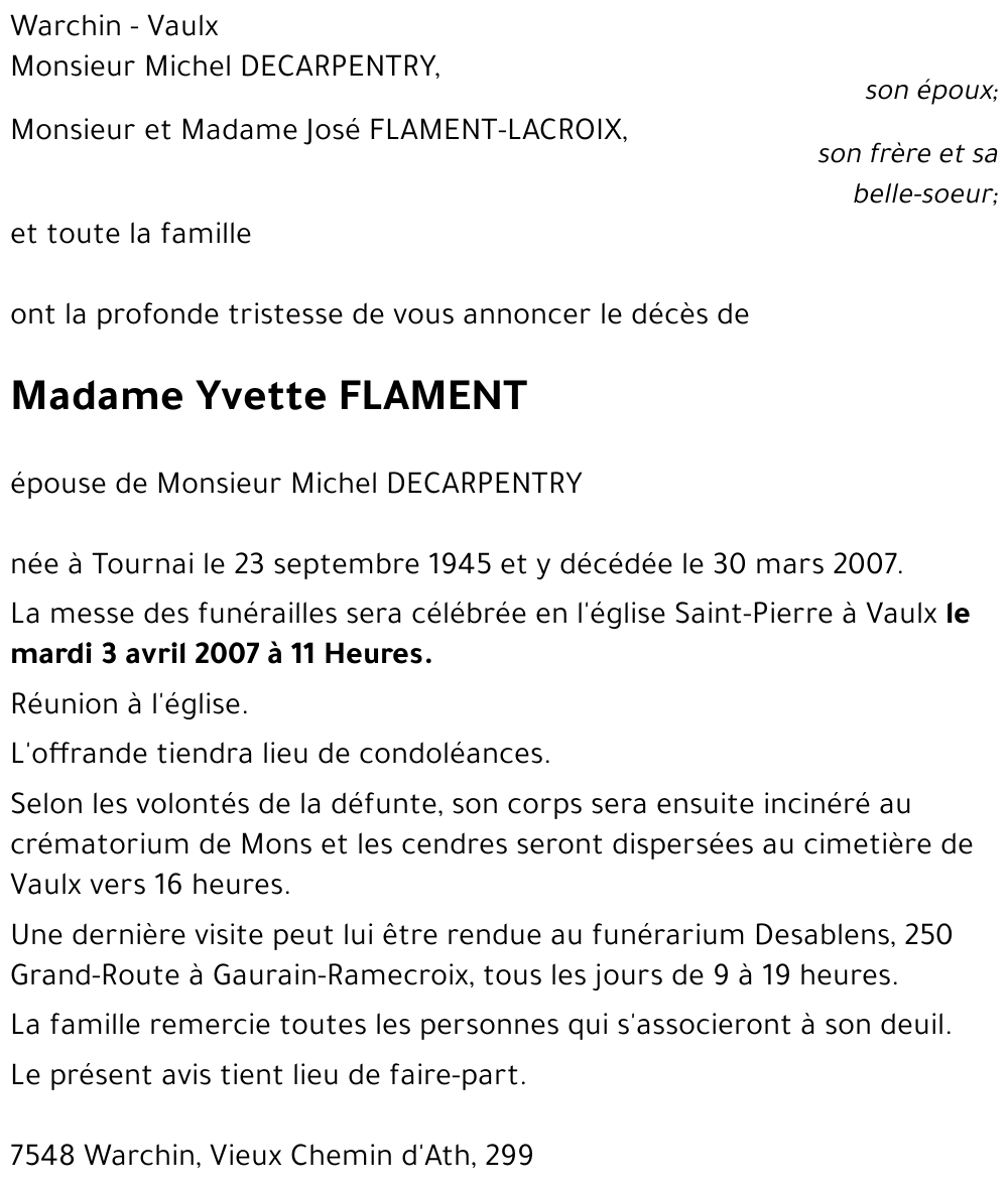 Yvette FLAMENT