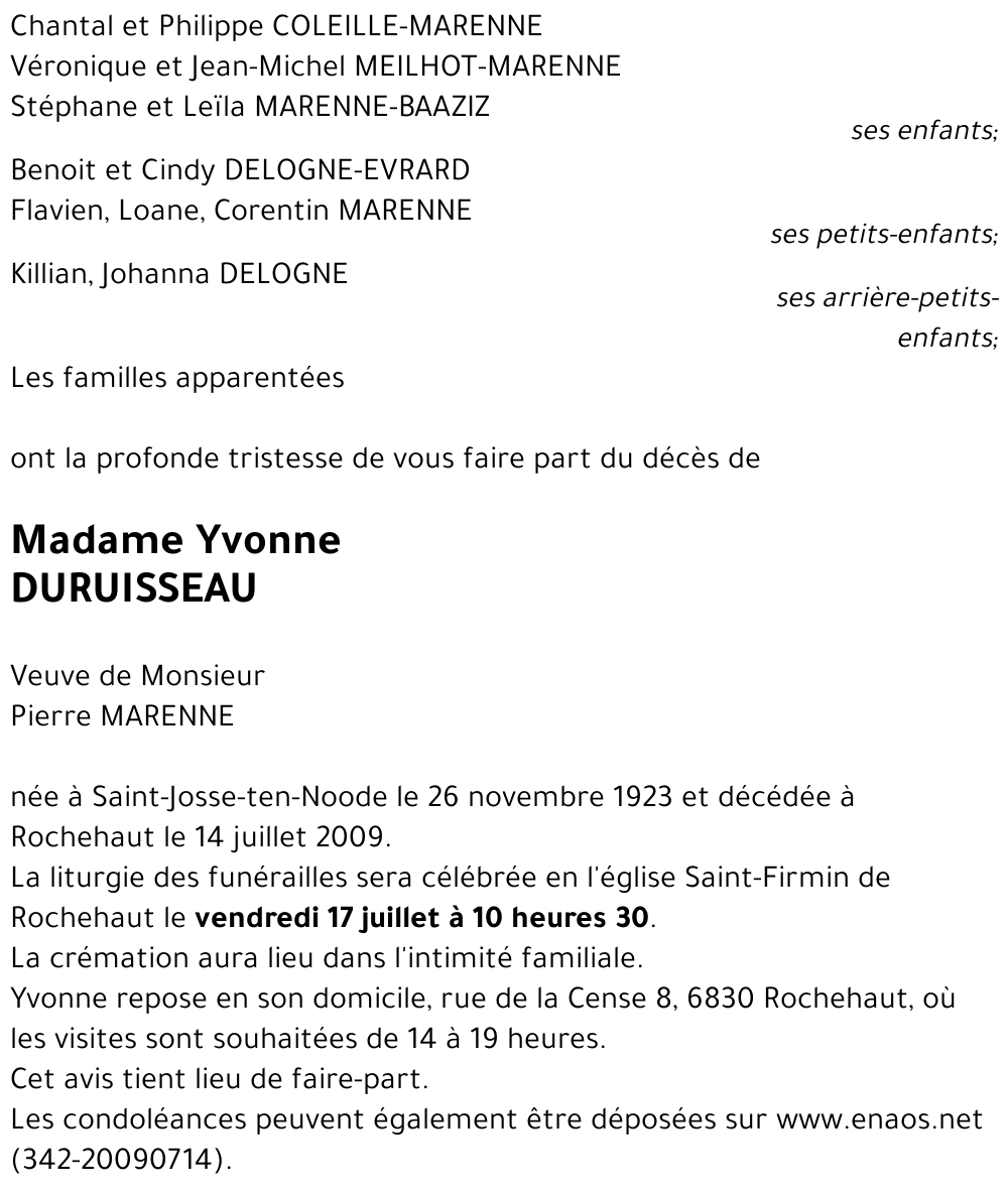 Yvonne DURUISSEAU