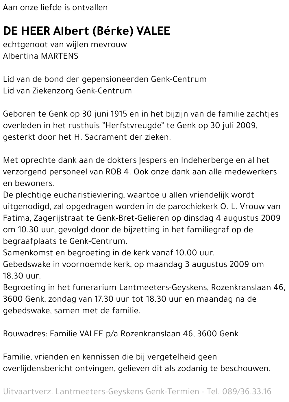 Albert (Bérke) VALEE