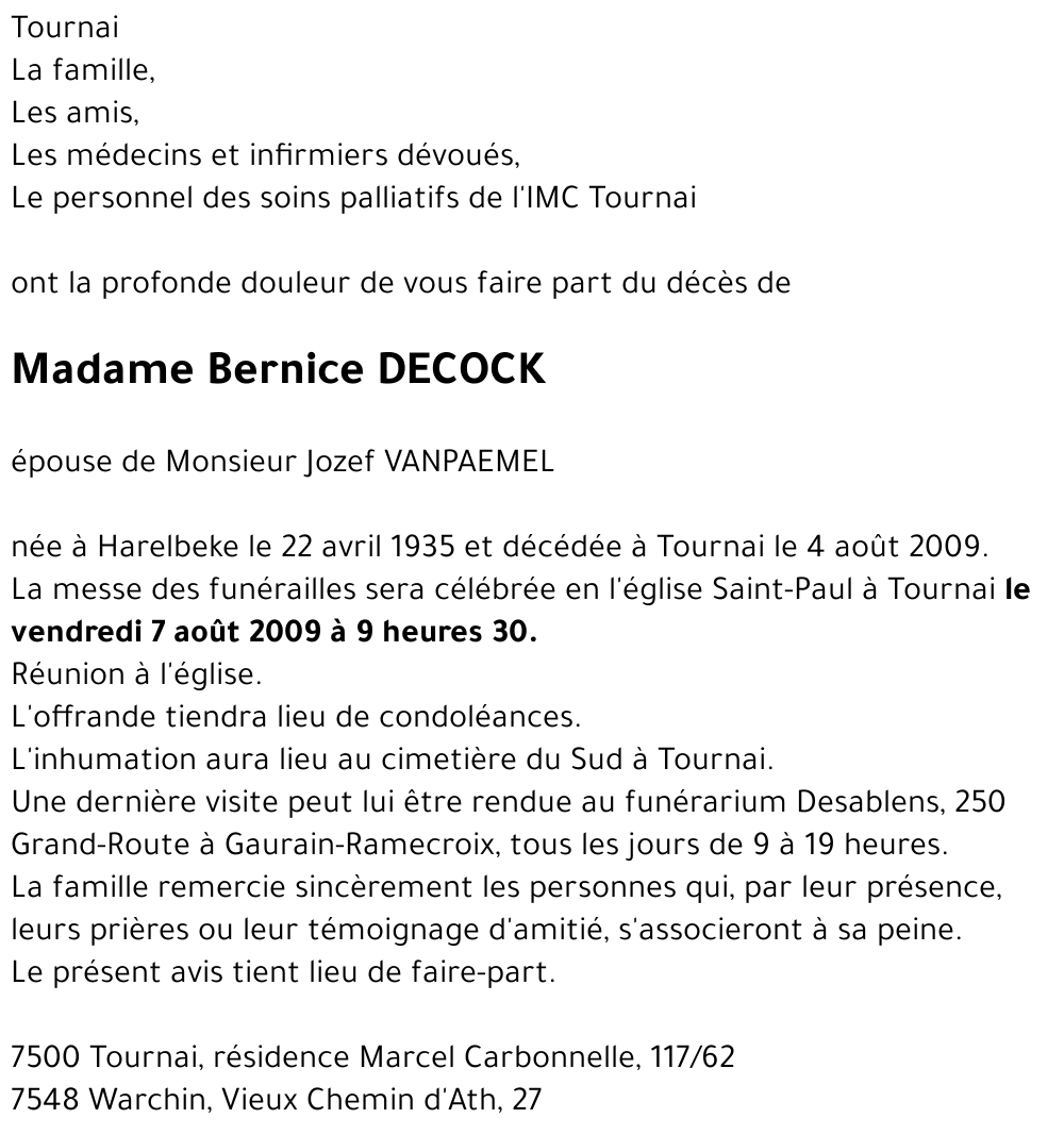 Bernice DECOCK