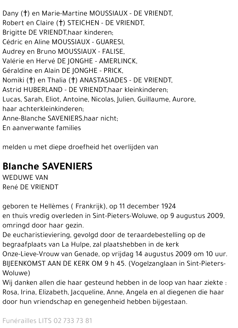 Blanche Saveniers