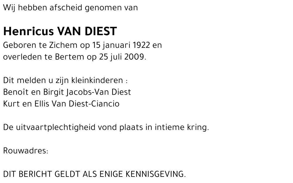 Henricus Van Diest