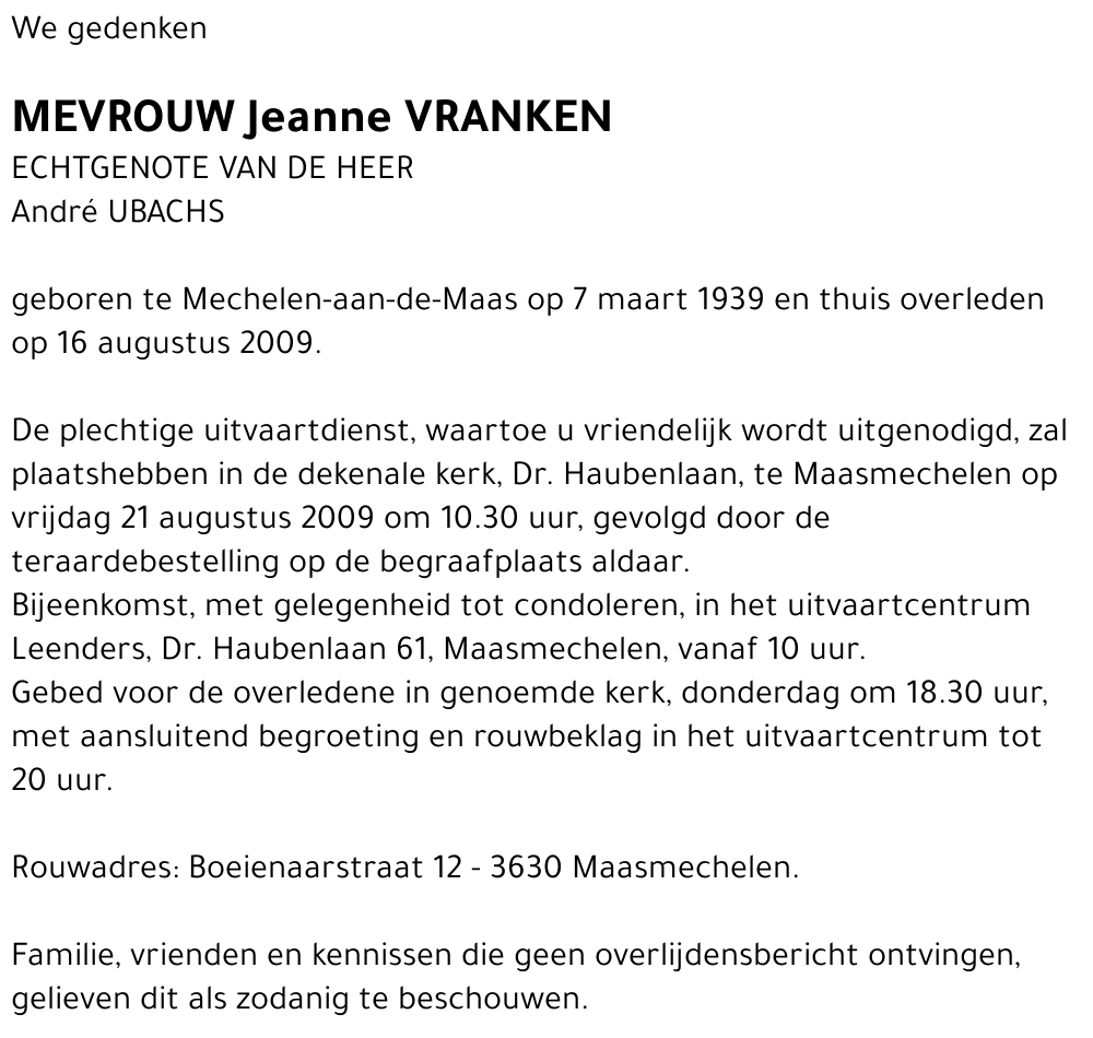 Jeanne VRANKEN