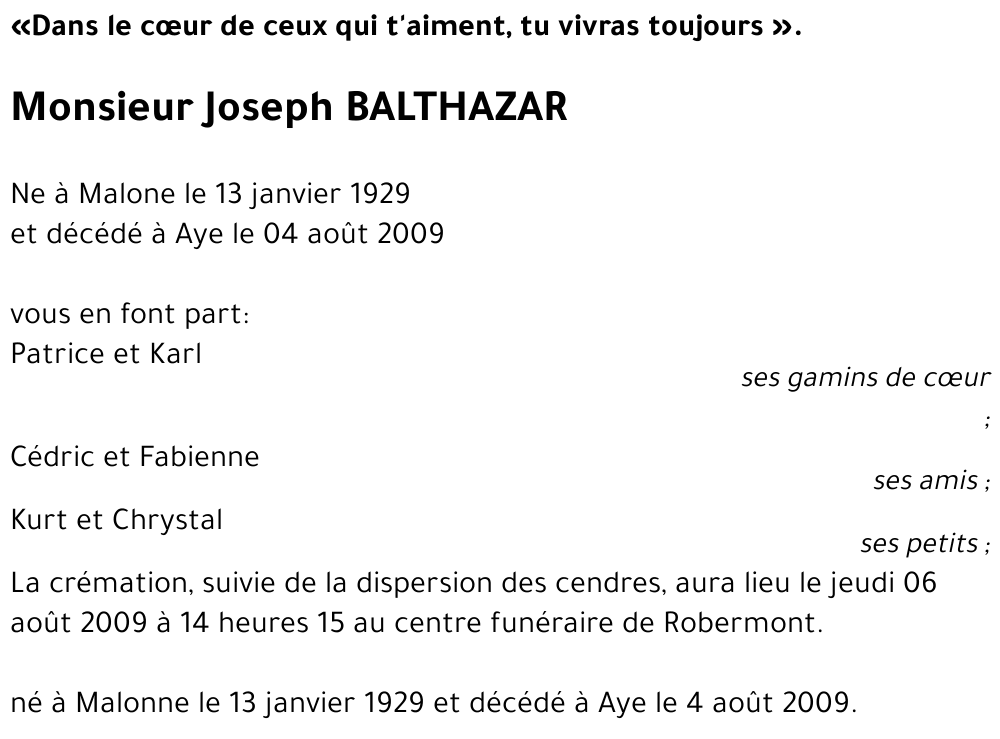 Joseph BALTHAZAR