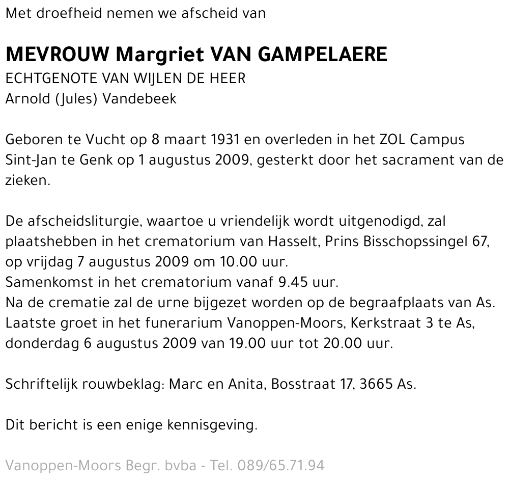 Margriet Van Gampelaere