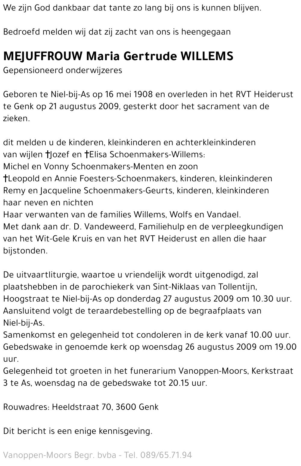 Maria Gertrude Willems