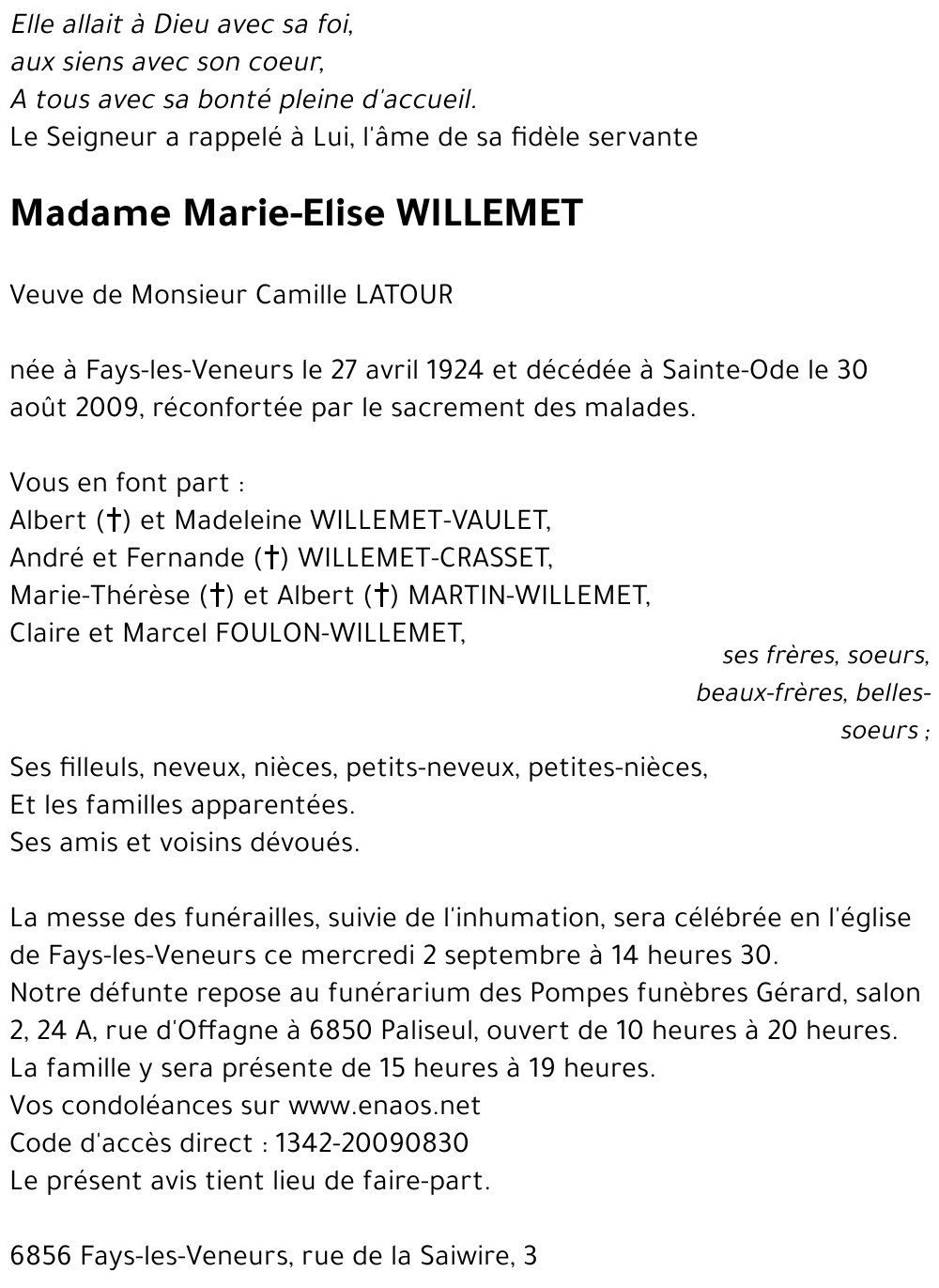 Marie-Elise WILLEMET