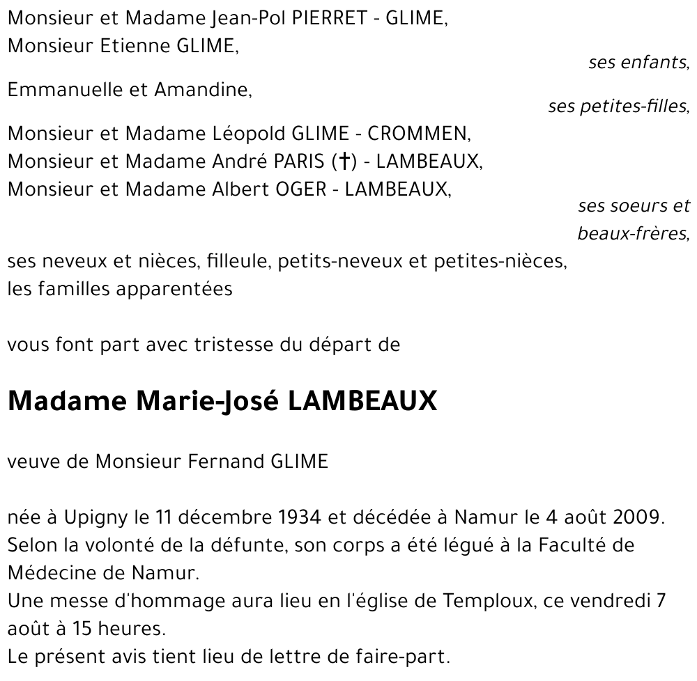 Marie-José LAMBEAUX