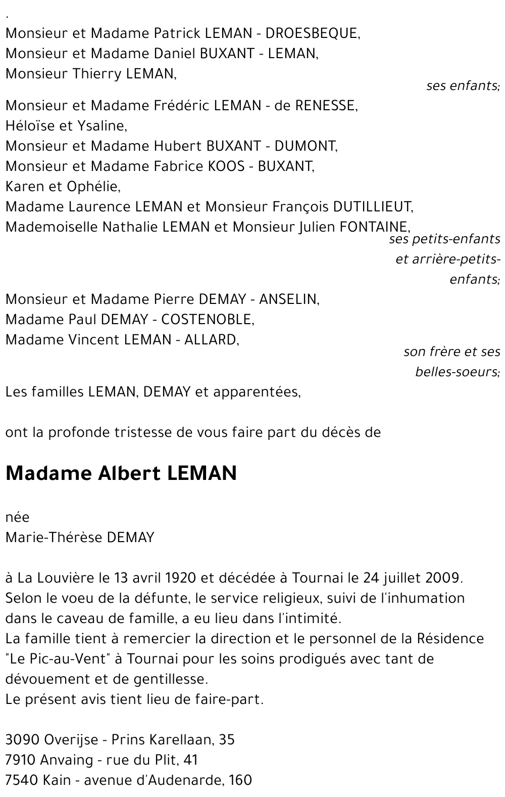 Marie-Thérèse DEMAY