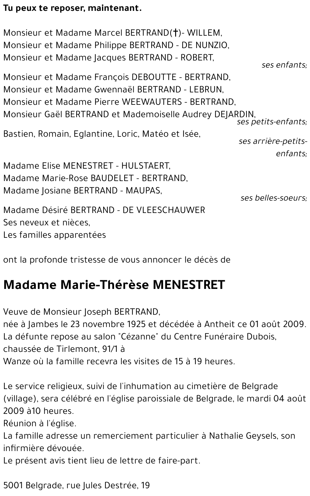 Marie-Thérèse MENESTRET