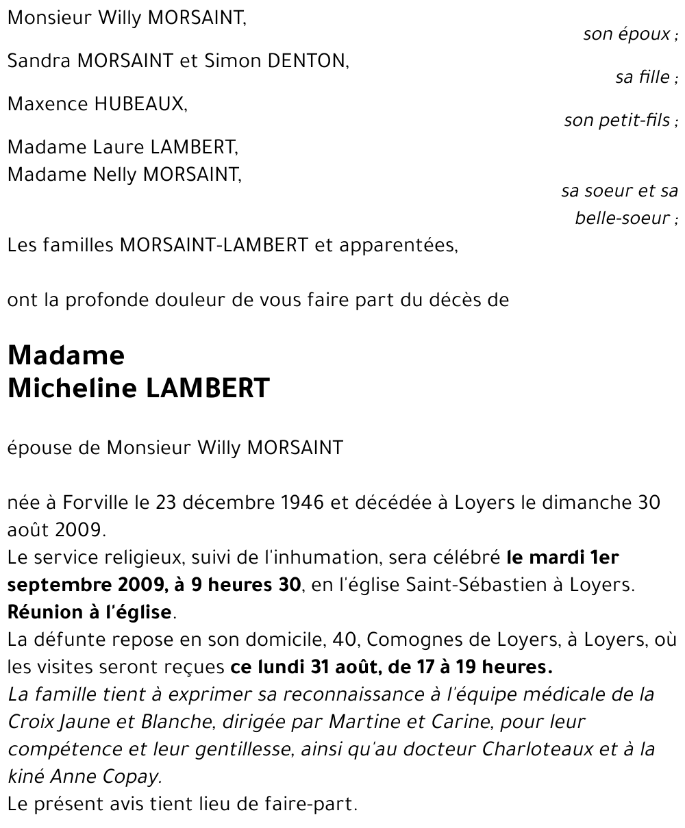 Micheline LAMBERT