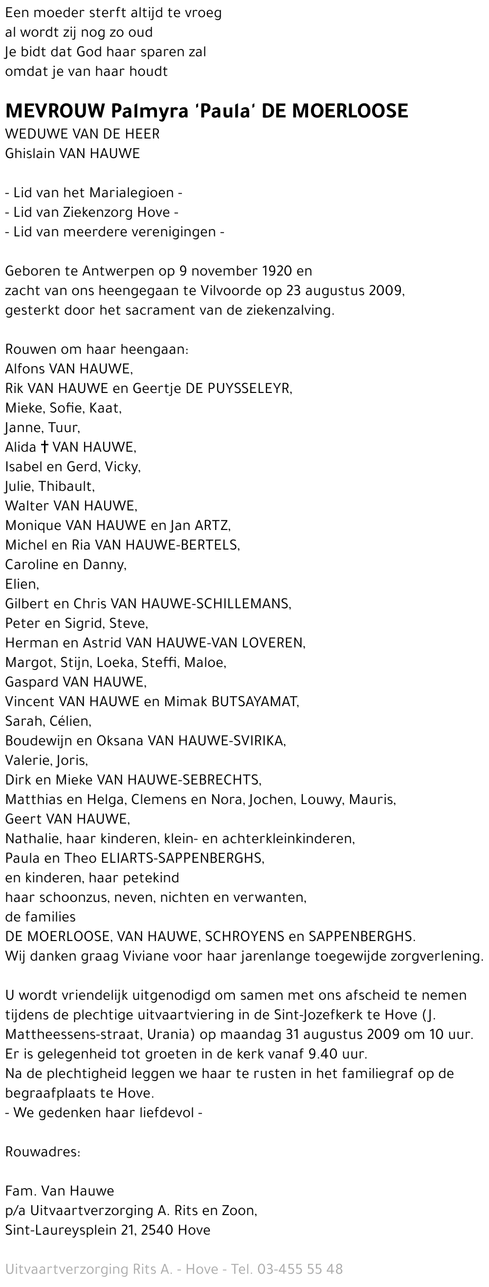 Palmyra 'Paula' De Moerloose