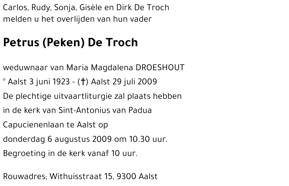 Petrus (Peken) De Troch