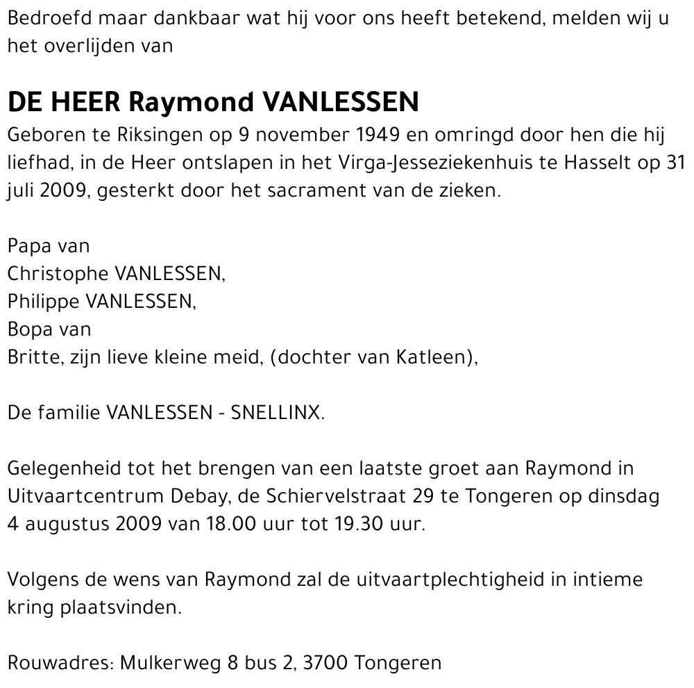 Raymond Vanlessen
