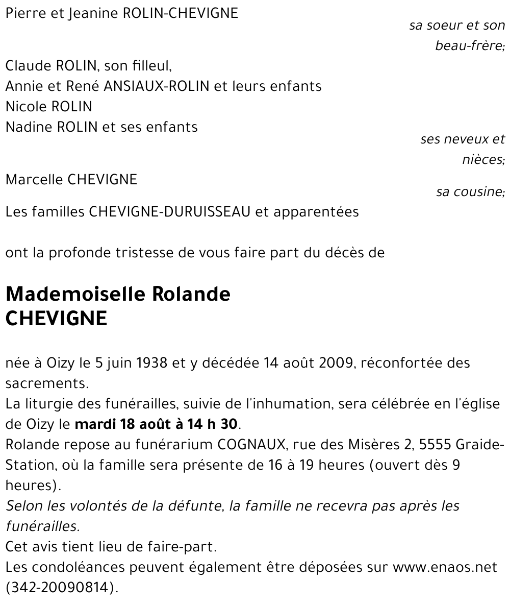 Rolande CHEVIGNE