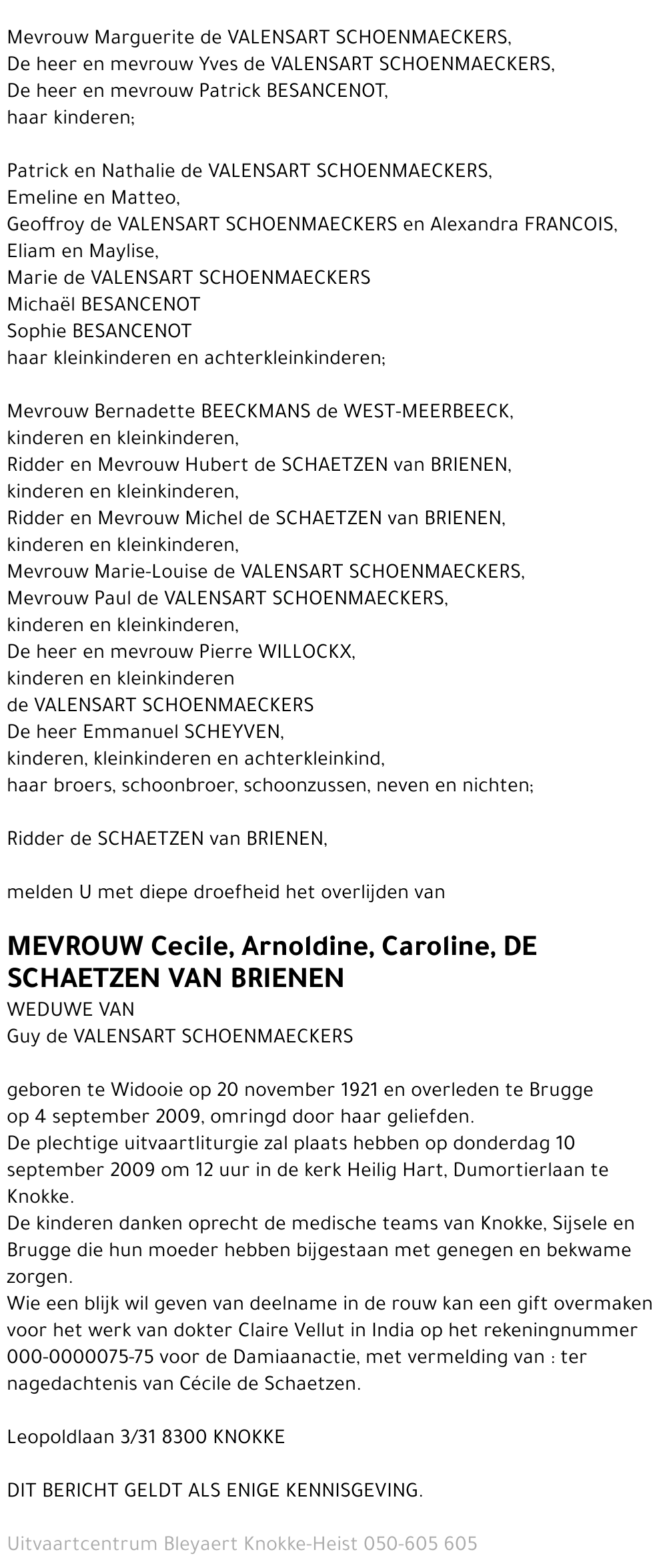 Cecile de Schaetzen van Brienen