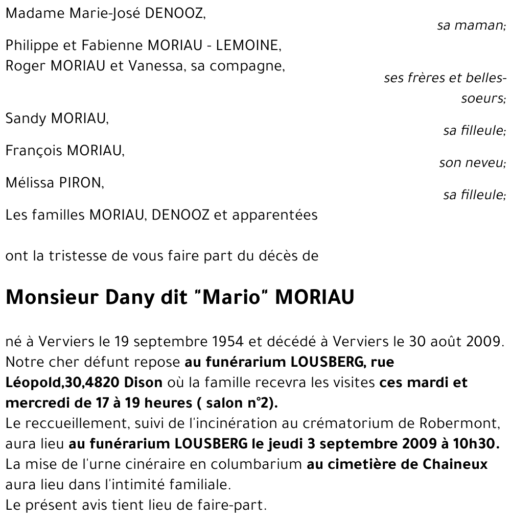 Dany dit Mario MORIAU