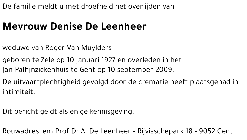 Denise De Leenheer