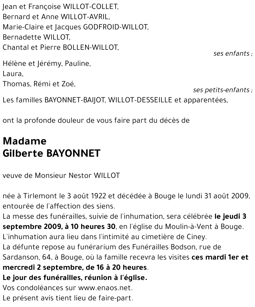 Gilberte BAYONNET