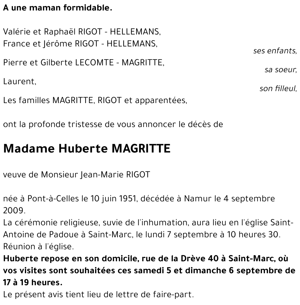 Huberte MAGRITTE