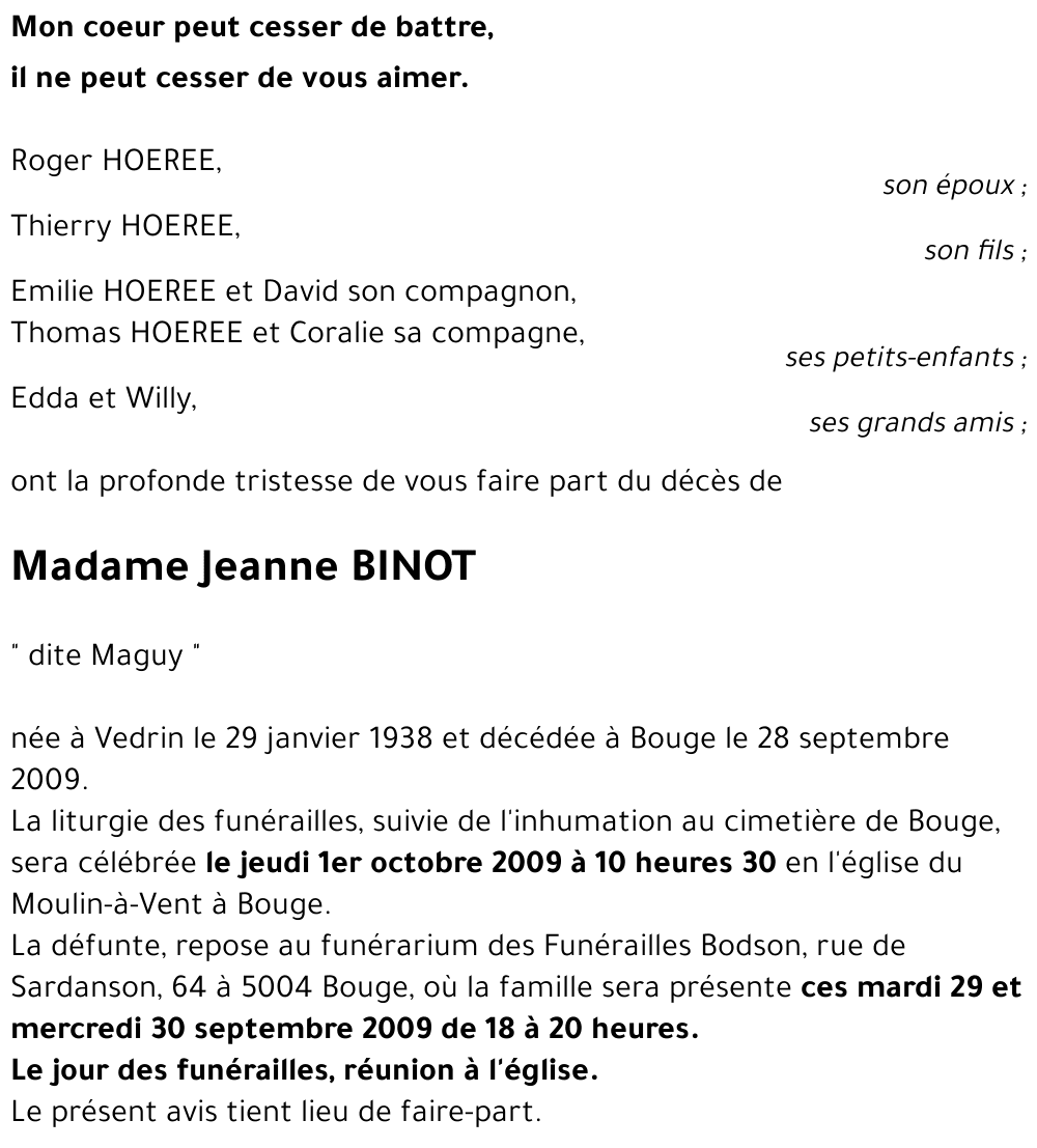 Jeanne BINOT