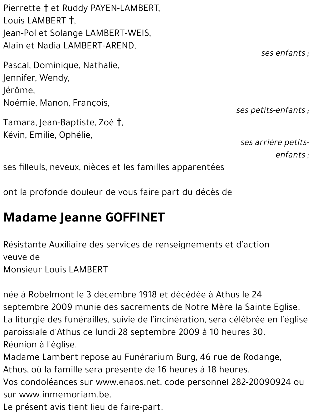 Jeanne GOFFINET