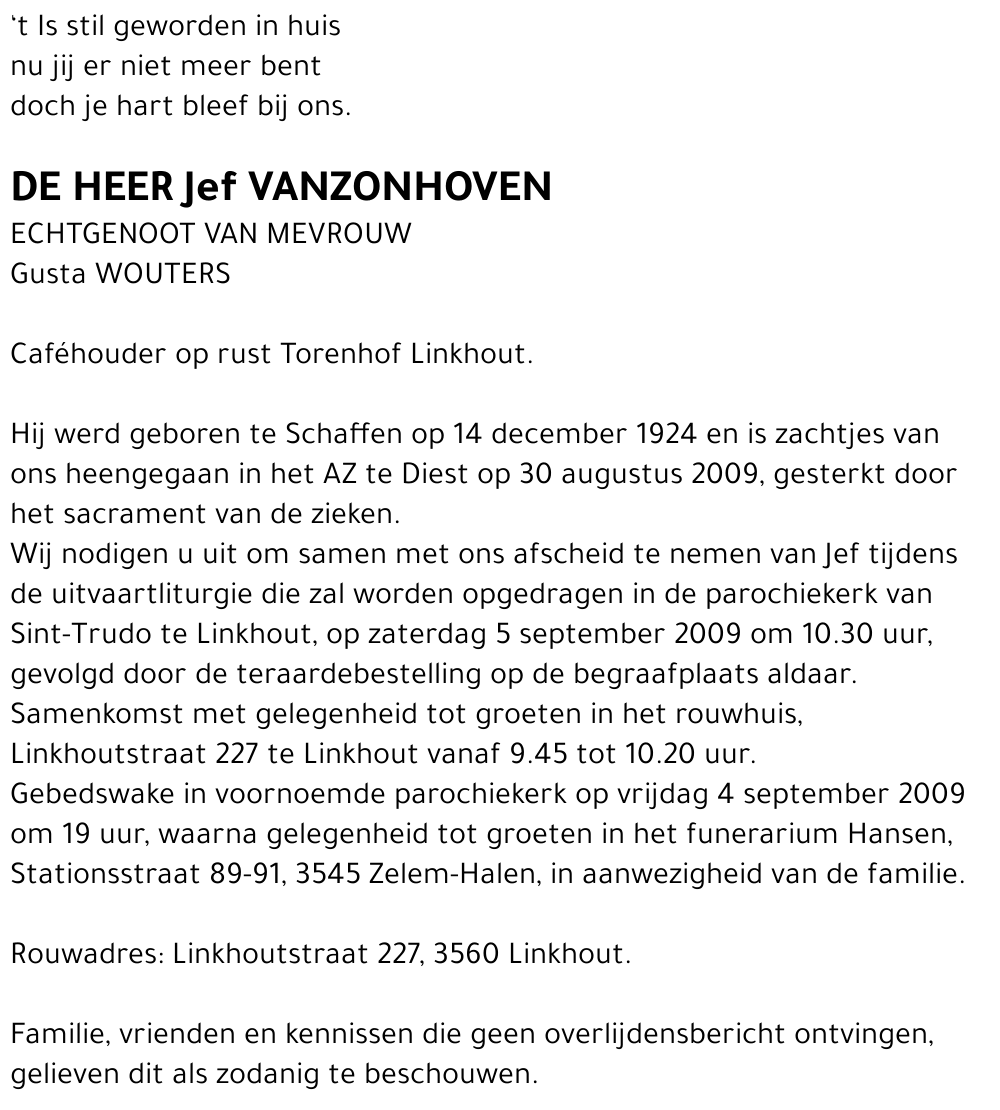 Jef VANZONHOVEN