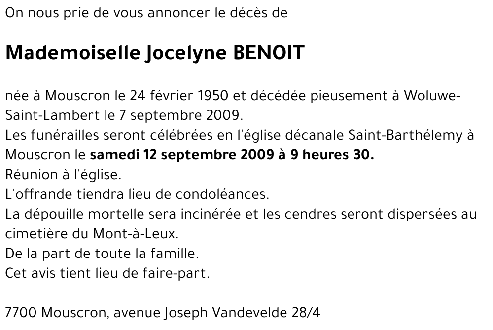 Jocelyne BENOIT