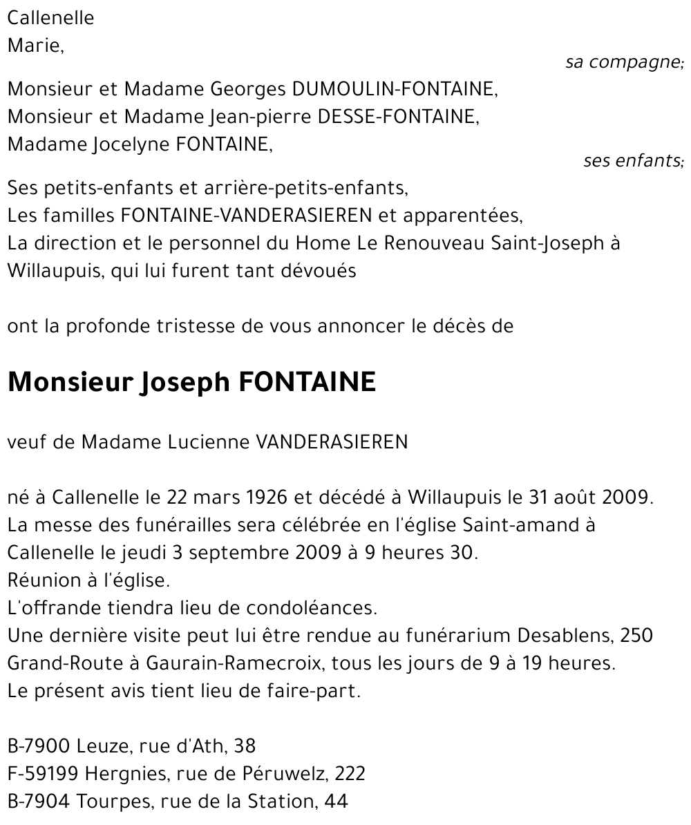 Joseph FONTAINE