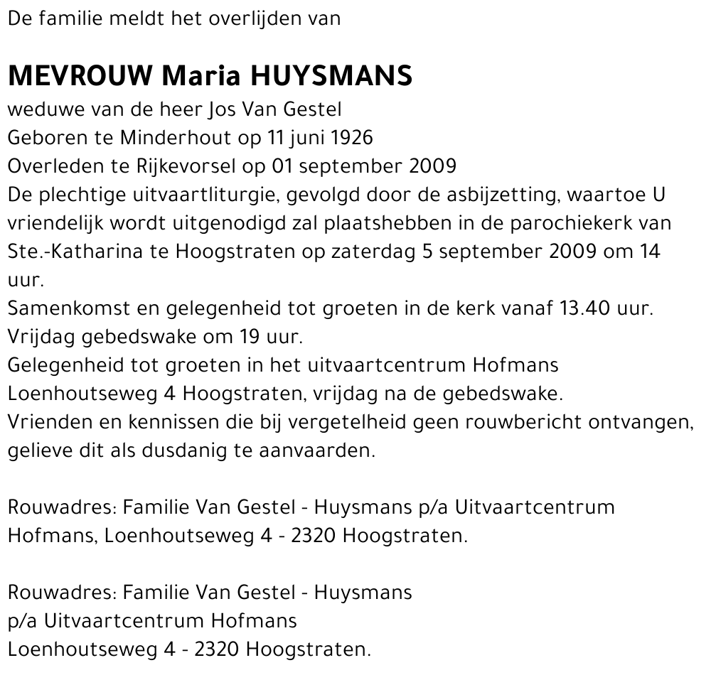 Maria Huysmans