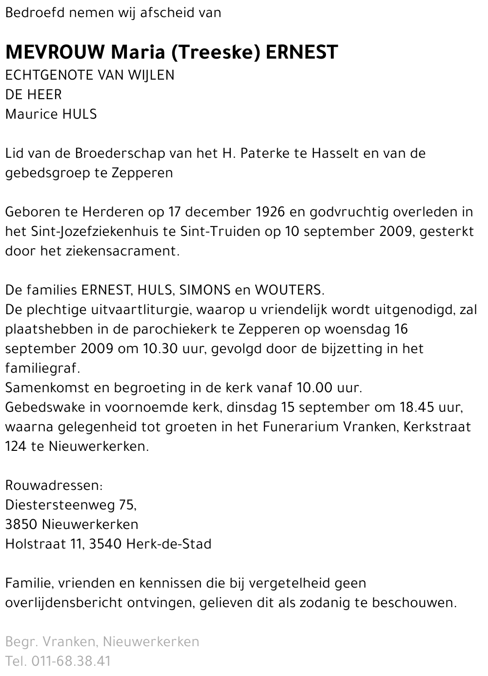 Maria (Treeske) Ernest