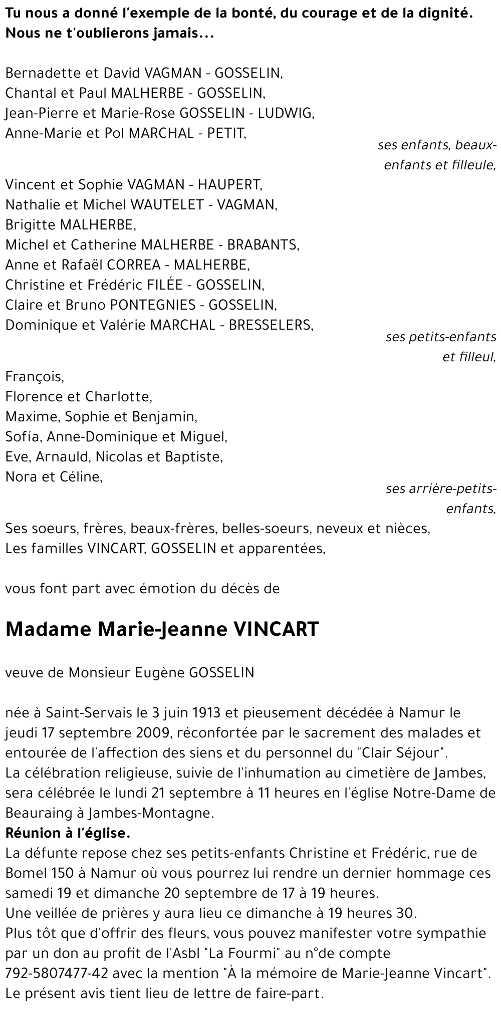 Marie-Jeanne VINCART
