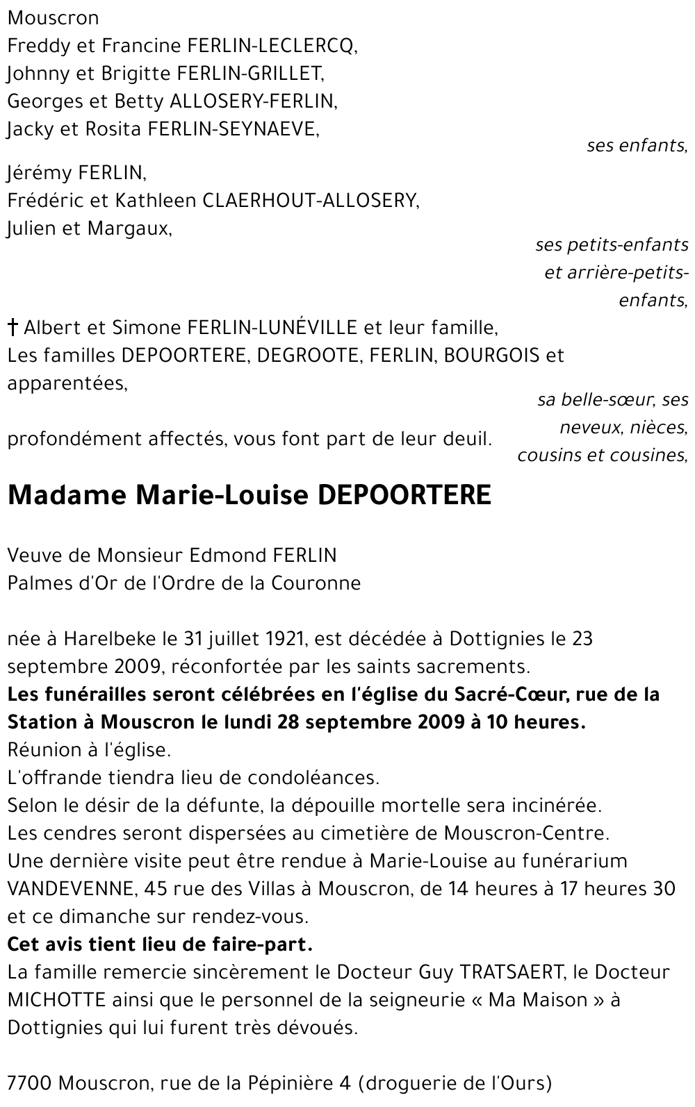 Marie-Louise DEPOORTERE