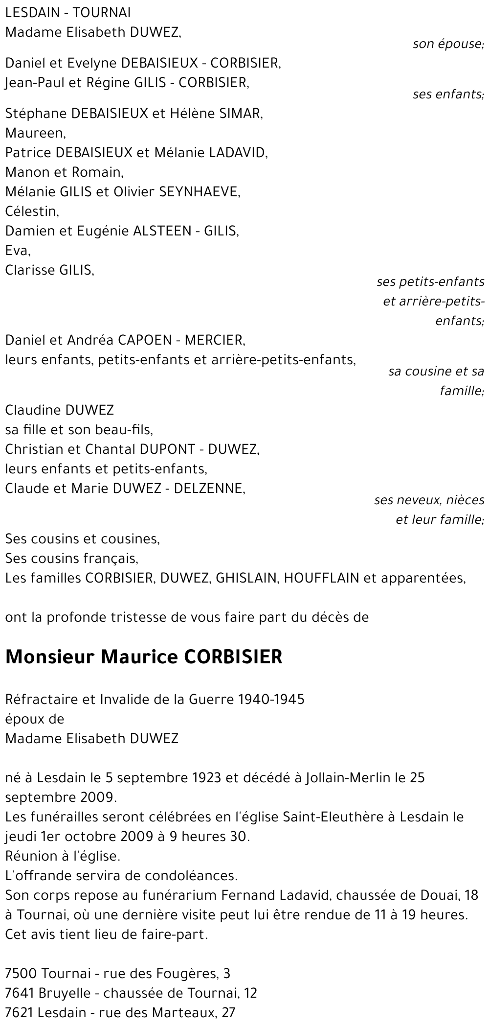 Maurice CORBISIER