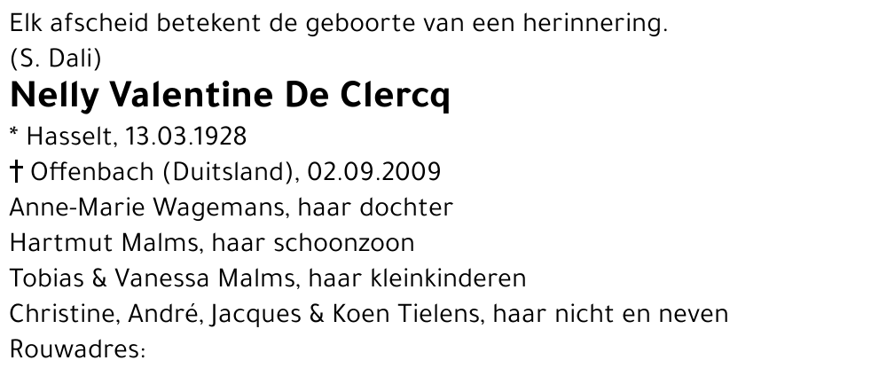 Nelly Valentine De Clercq
