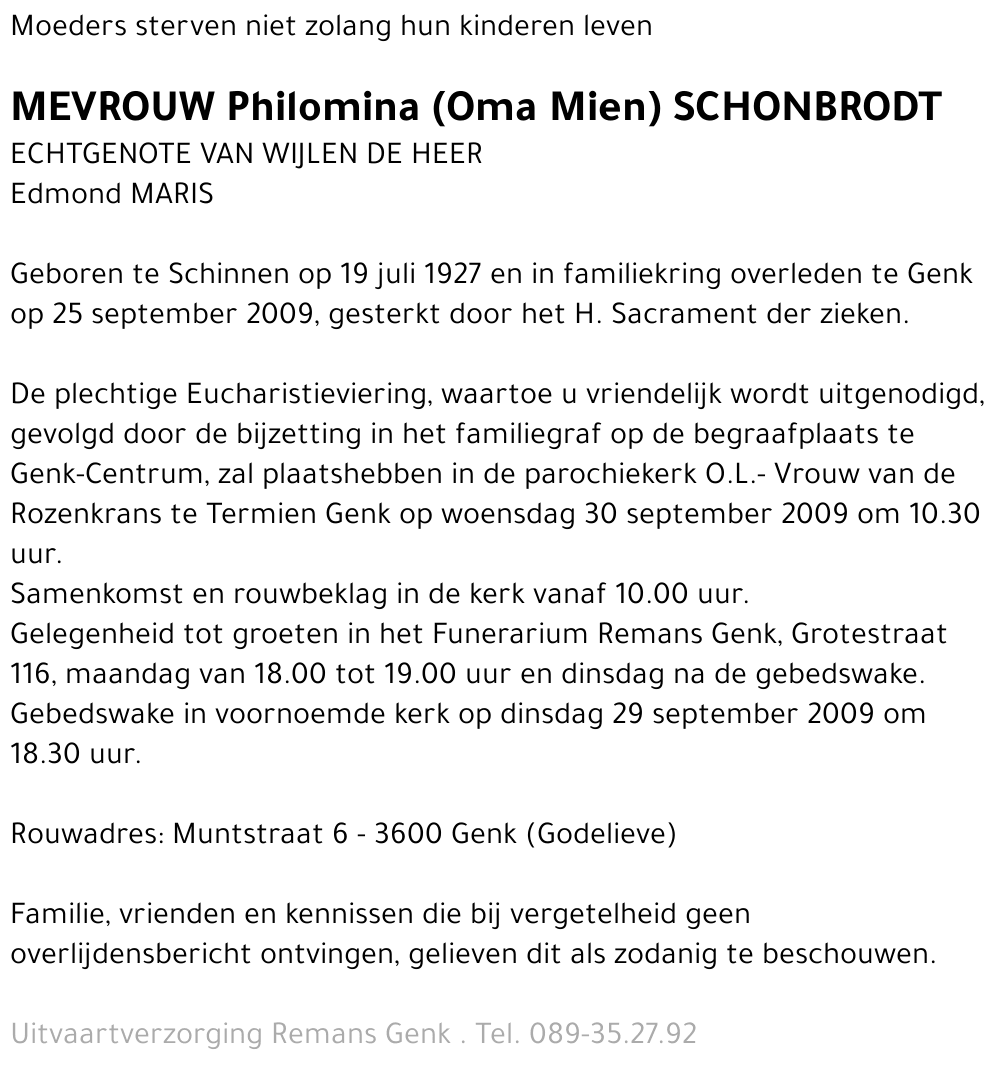 Philomena SCHONBRODT