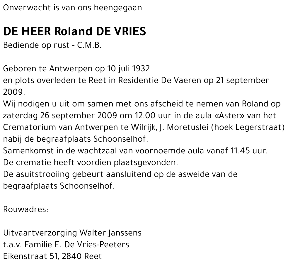 Roland DE VRIES