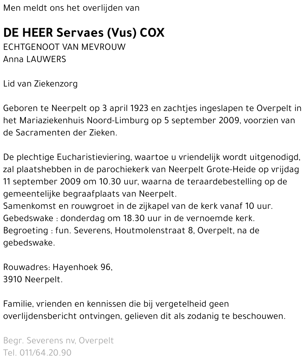 Servaes Cox