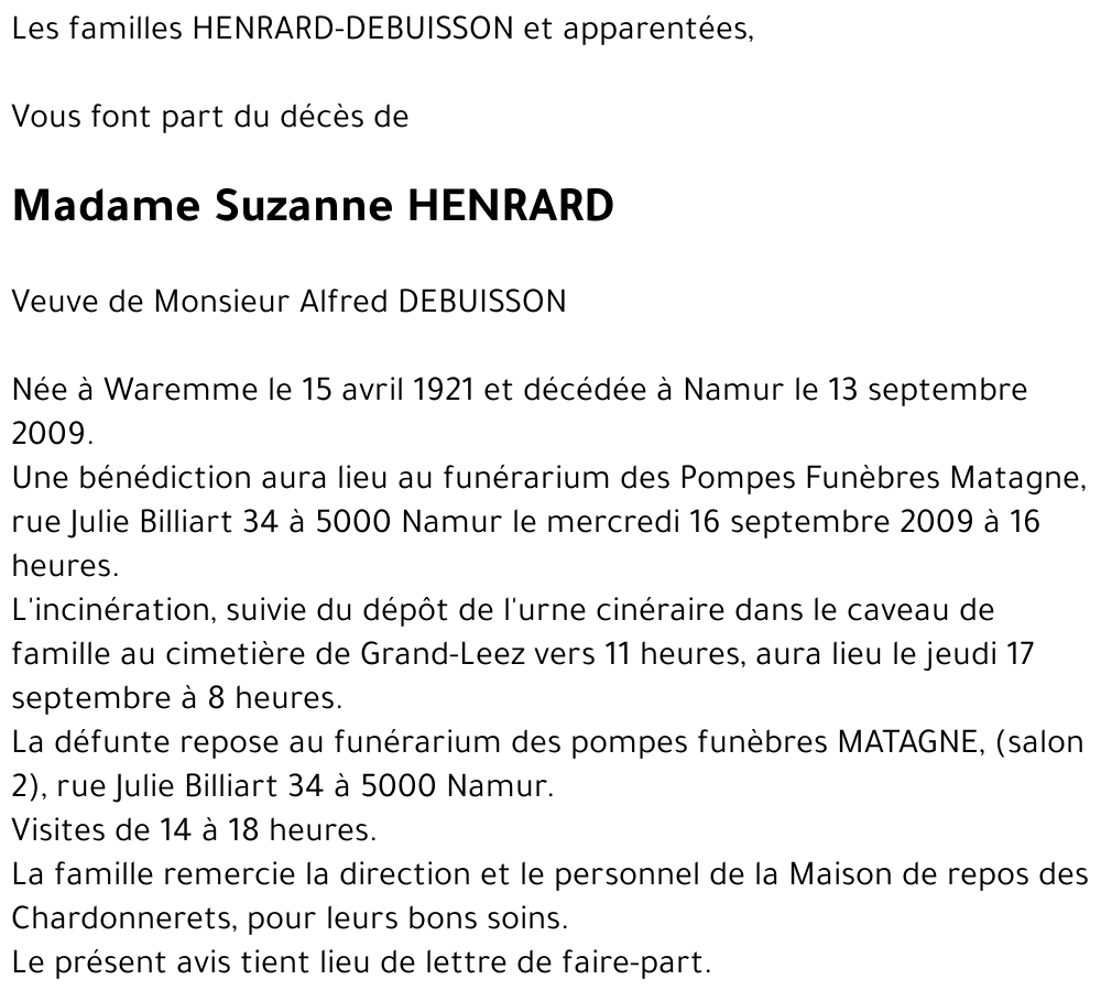 Suzanne HENRARD