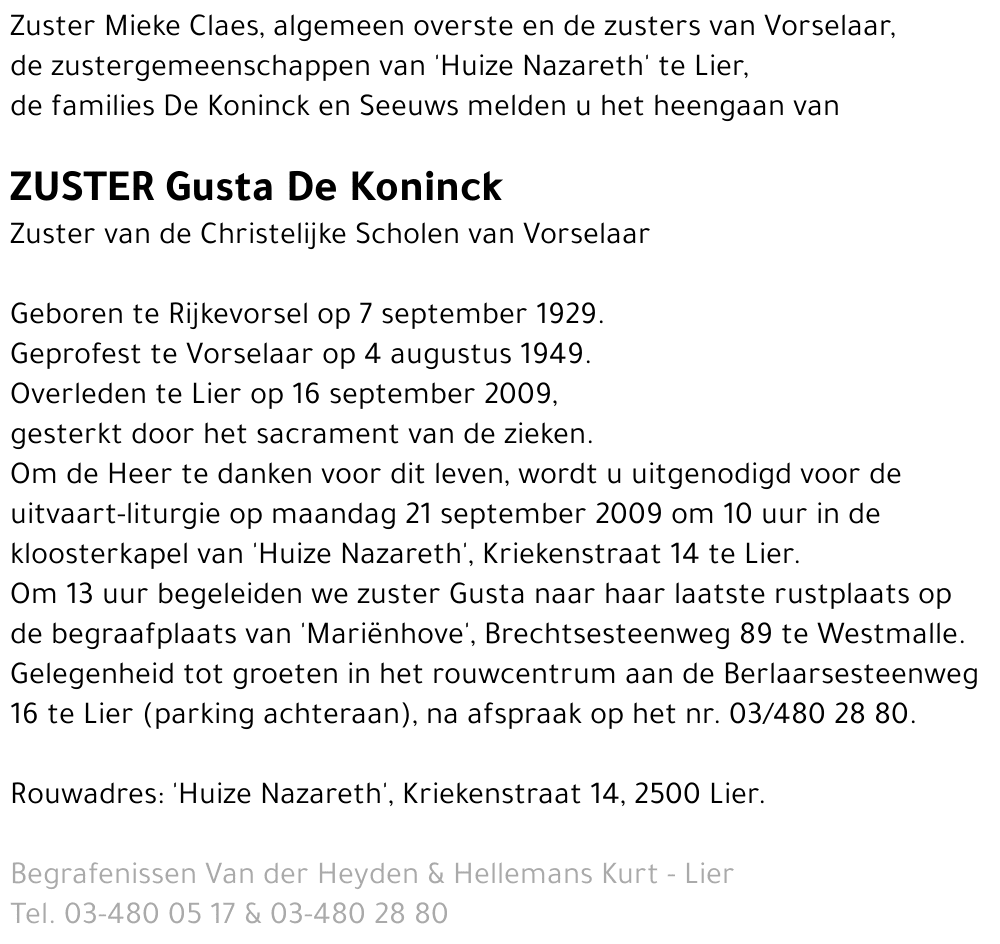 Zuster Gusta De Koninck