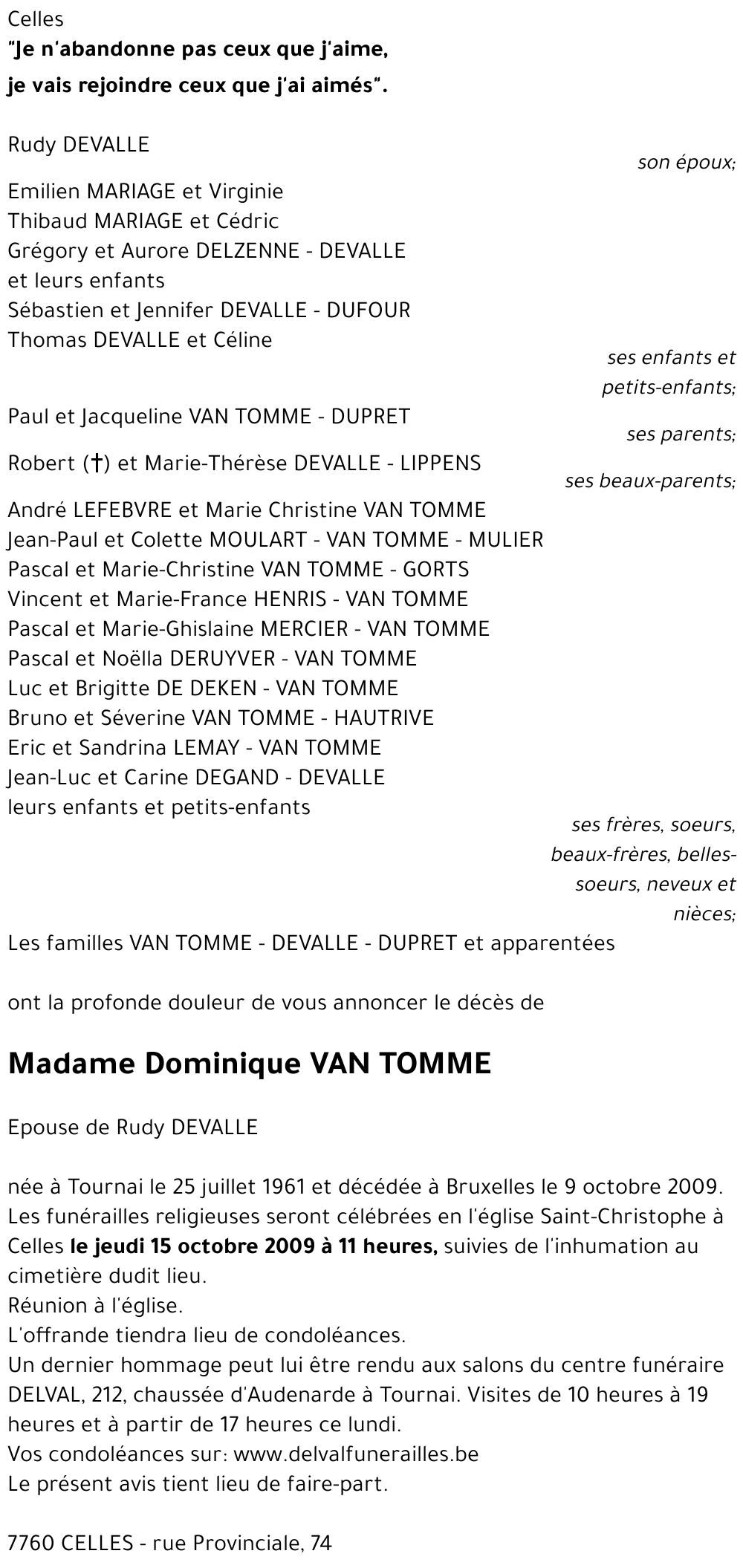 Dominique VAN TOMME