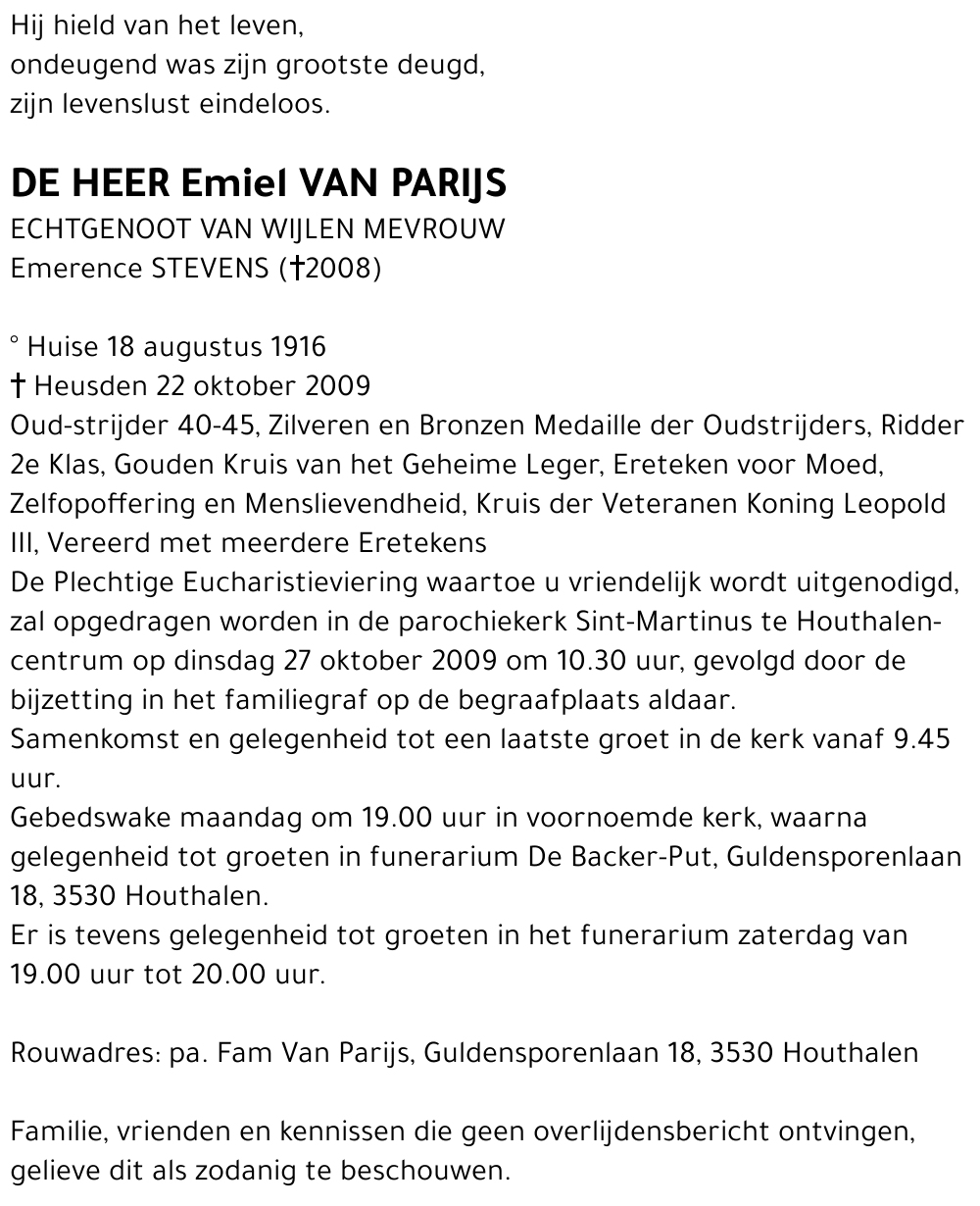 Emiel VAN PARIJS