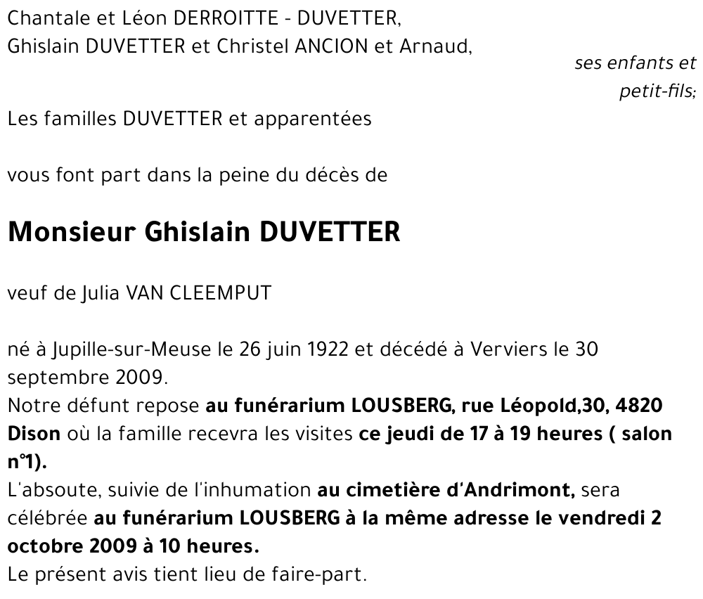 Ghislain DUVETTER