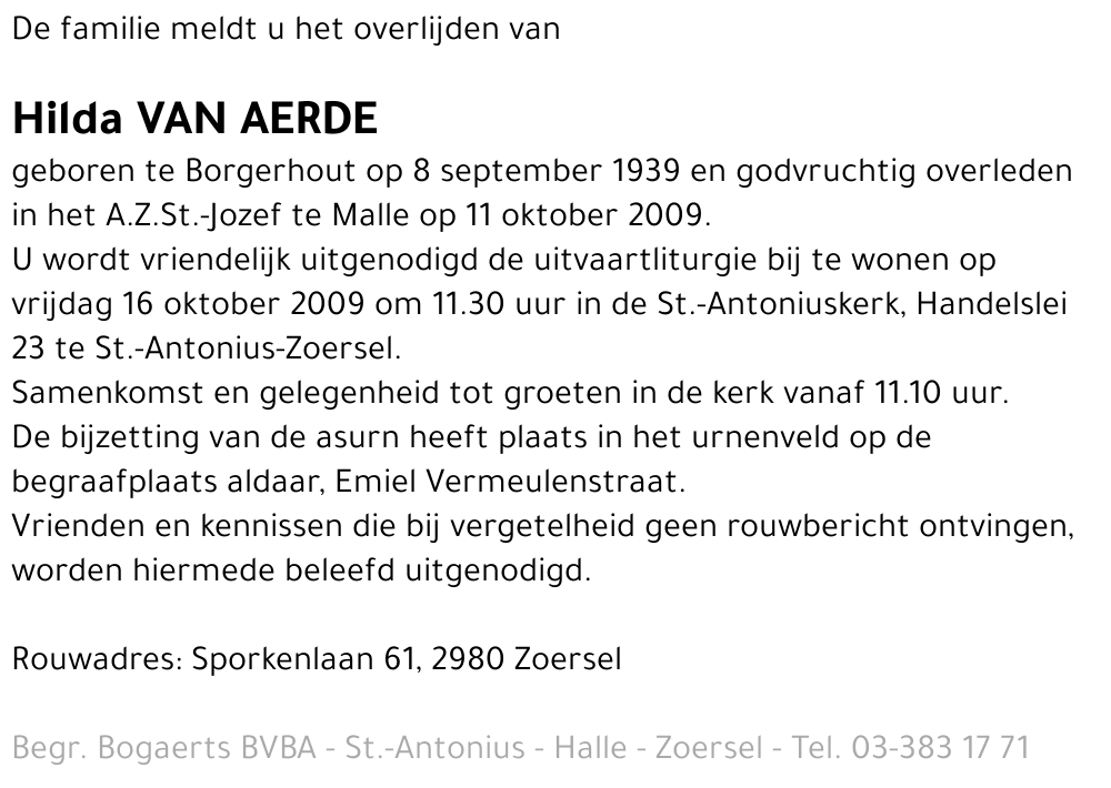 Hilda VAN AERDE