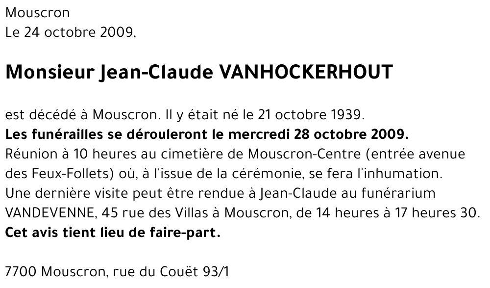 Jean-Claude VANHOCKERHOUT